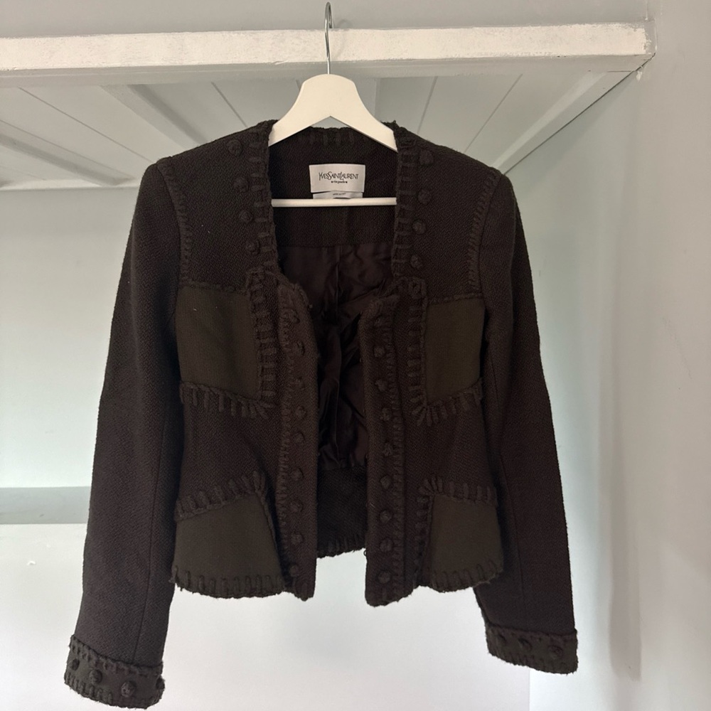 Yves Saint Laurent (YSL) Women's Brown Wool Jacket